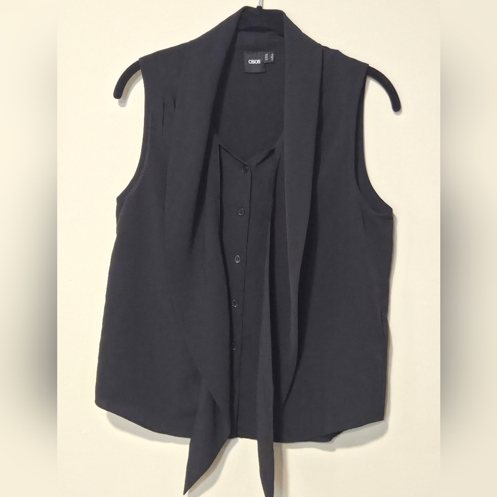 ASOS Black Button-Down Sleeveless Blouse